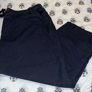 L.L.Bean Womens pull on skinny capri pants w/ drawstring,  Extra Large Dark Grey
